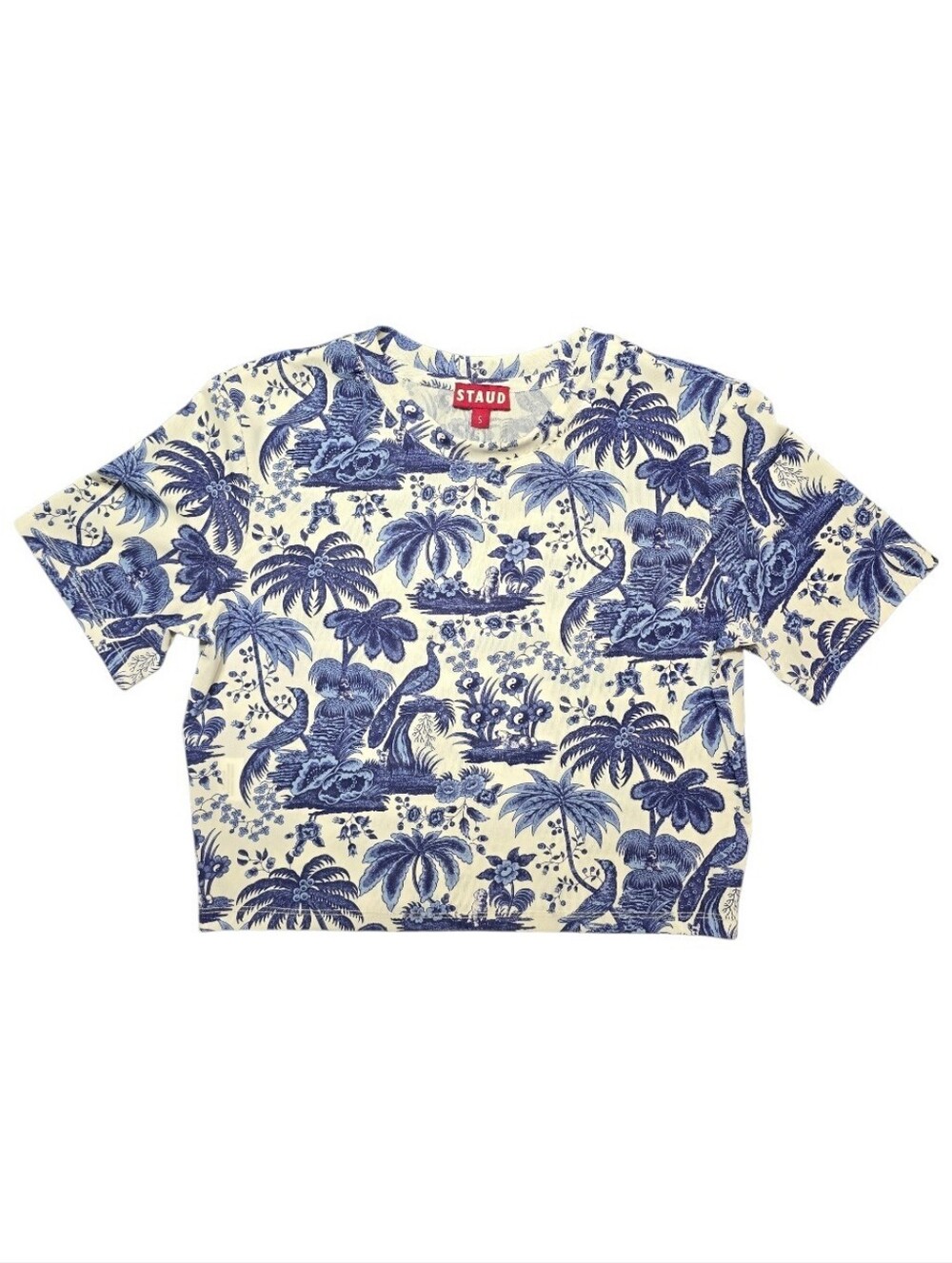 STAUD Fernanda Coverup Top Blue Toile Small